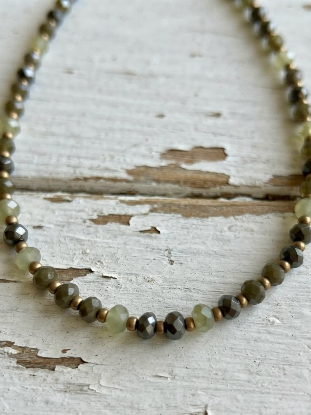 Delicate Shades of Green and Bronze Beaded Necklace - Women's Jewelry